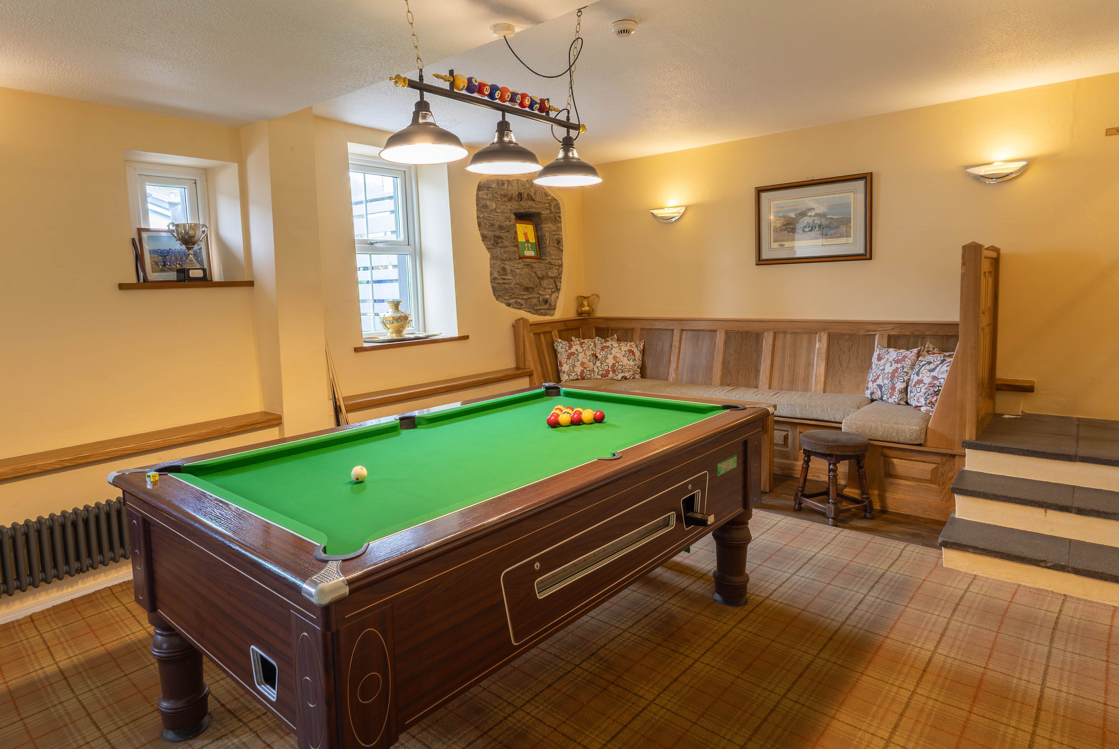 Games room and relaxed pub spaces at the Pentre Arms